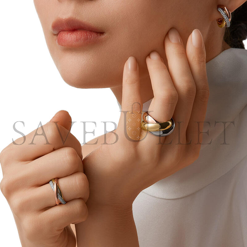 CARTIER TRINITY EARRINGS, CLASSIC MODEL, SEMI-PAVED B8031900
